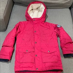 Lands' End Kids Pink Hooded Down Puffer Jacket grow a-longs